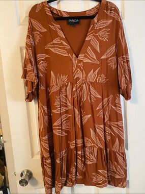 Tanoa Rust V-Neck Babydoll Dress